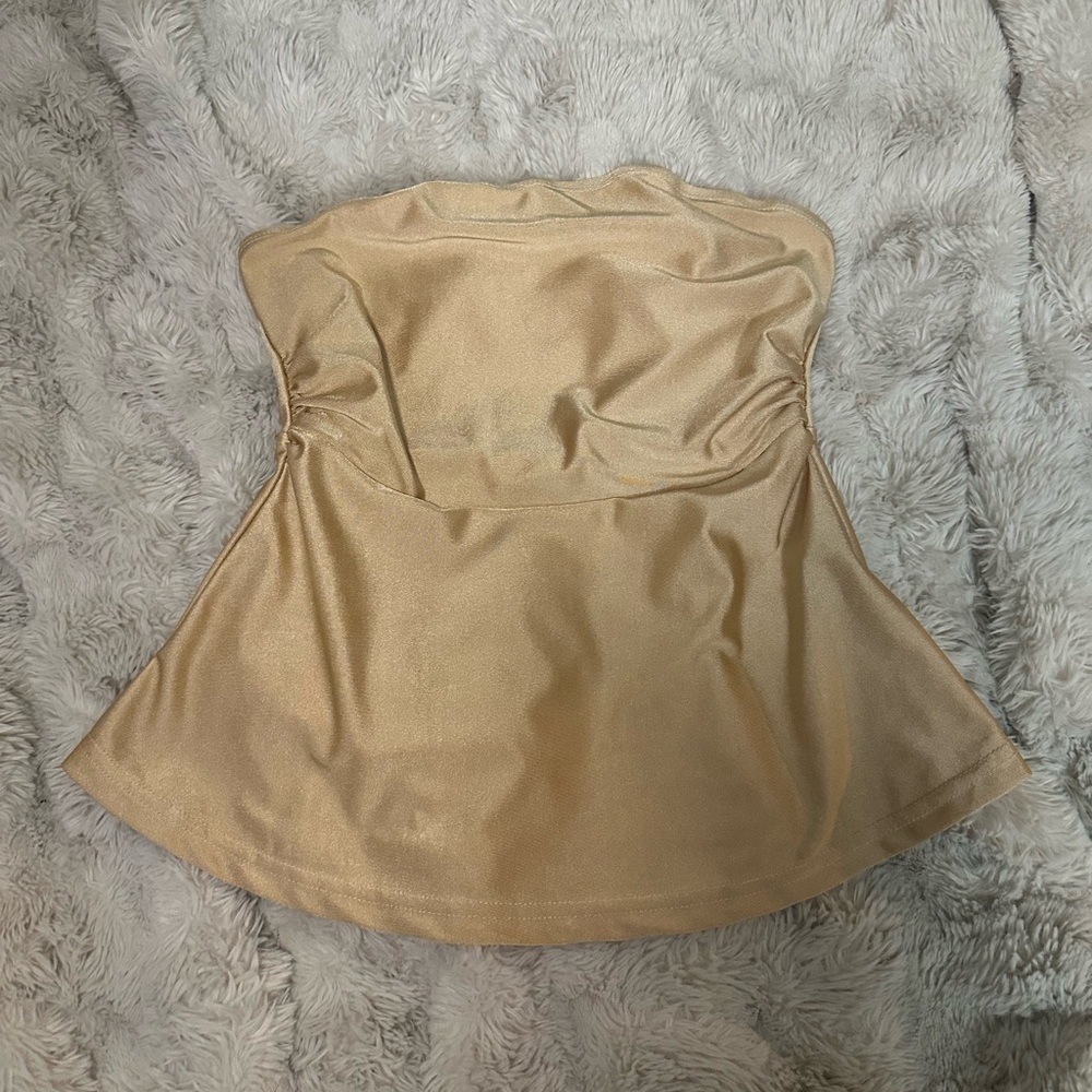 Strapless Gold Satin Top